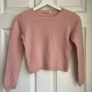 Reformation Light Pink Cropped Cashmere Tight Sweater